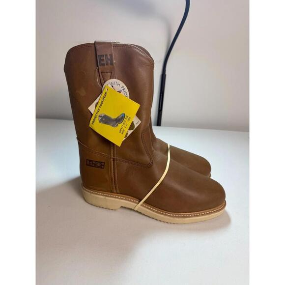 * NEW*Lehigh Leather Steel Toe Work Boots Size 7.5 Western Men’s - Picture 1 of 7